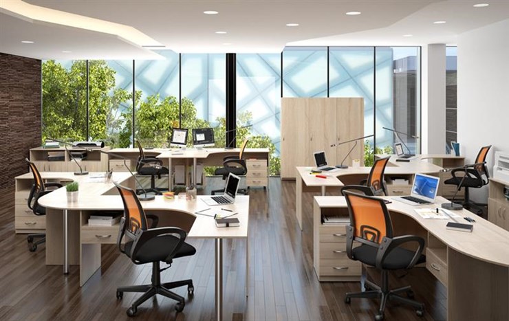 Комплект офисной мебели SIMPLE с эргономичными столами и тумбами в Смоленске - изображение 3